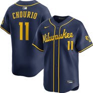Nike Men's Nike Jackson Chourio Navy Milwaukee Brewers Alternate 2 Limited Jersey
