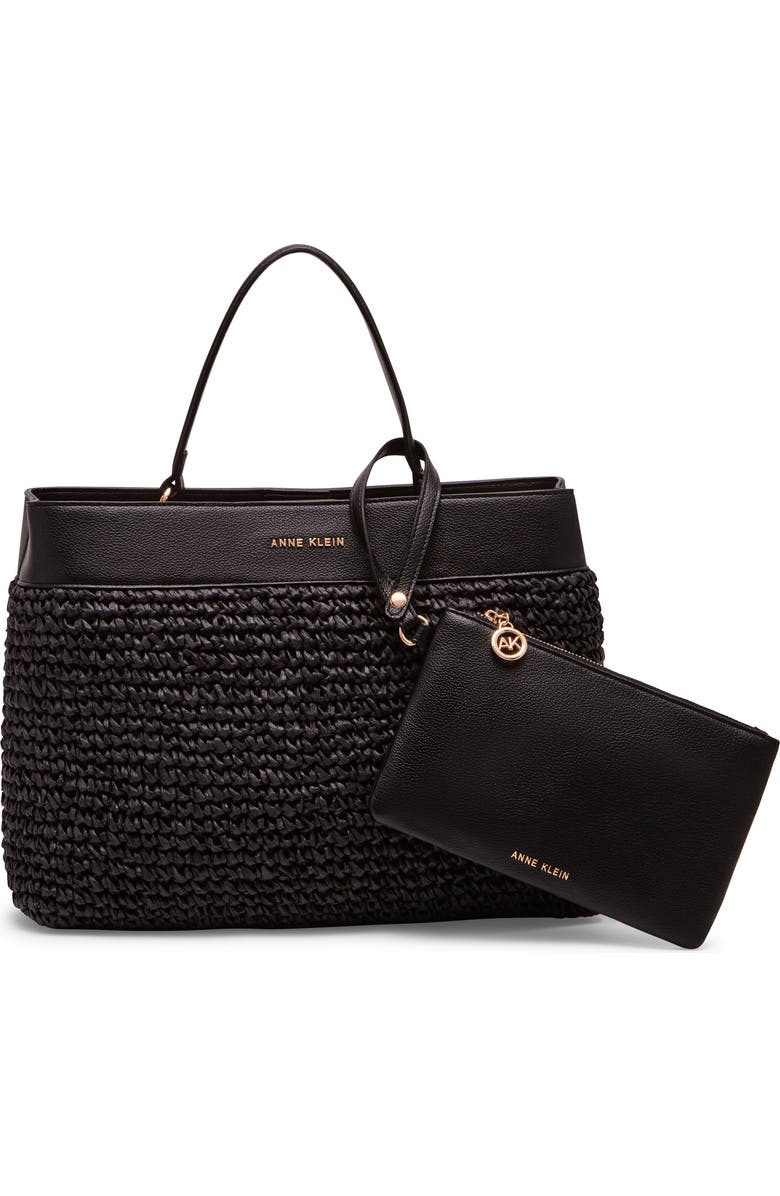 Anne Klein Woven Straw Satchel, Alternate, color,
