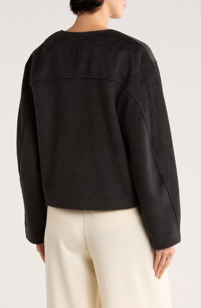 Tahari Faux Suede Overshirt, Alternate, color, Black