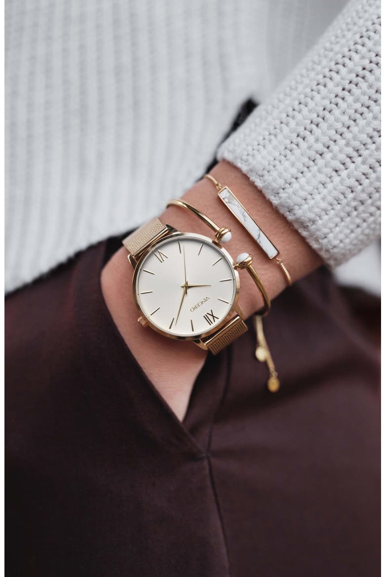 Eros Mesh Strap Watch, 38mm, Alternate, color, MESH GOLD SATIN