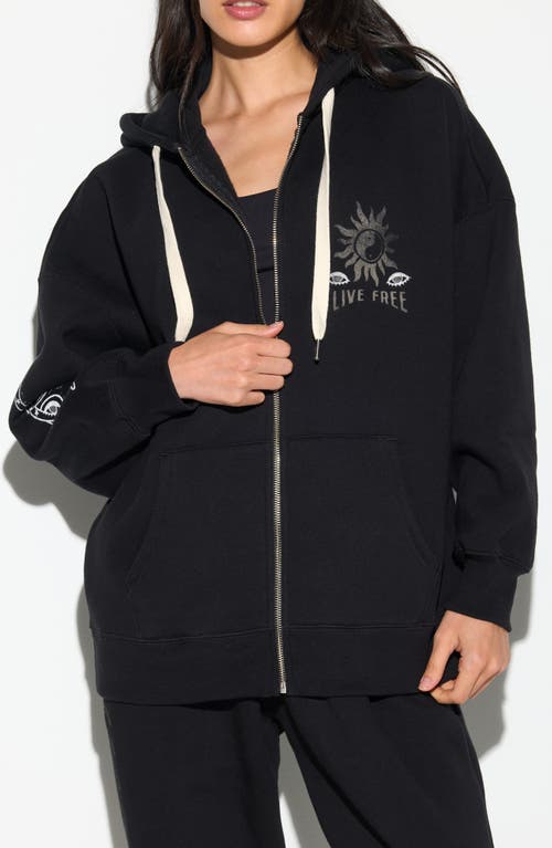 Spiritual Gangster Live Free Boyfriend Cotton Zip Hoodie In Black