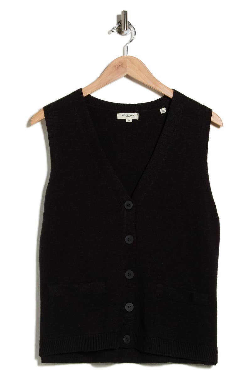 MAX STUDIO V-Neck Sweater Vest, Alternate, color, Black