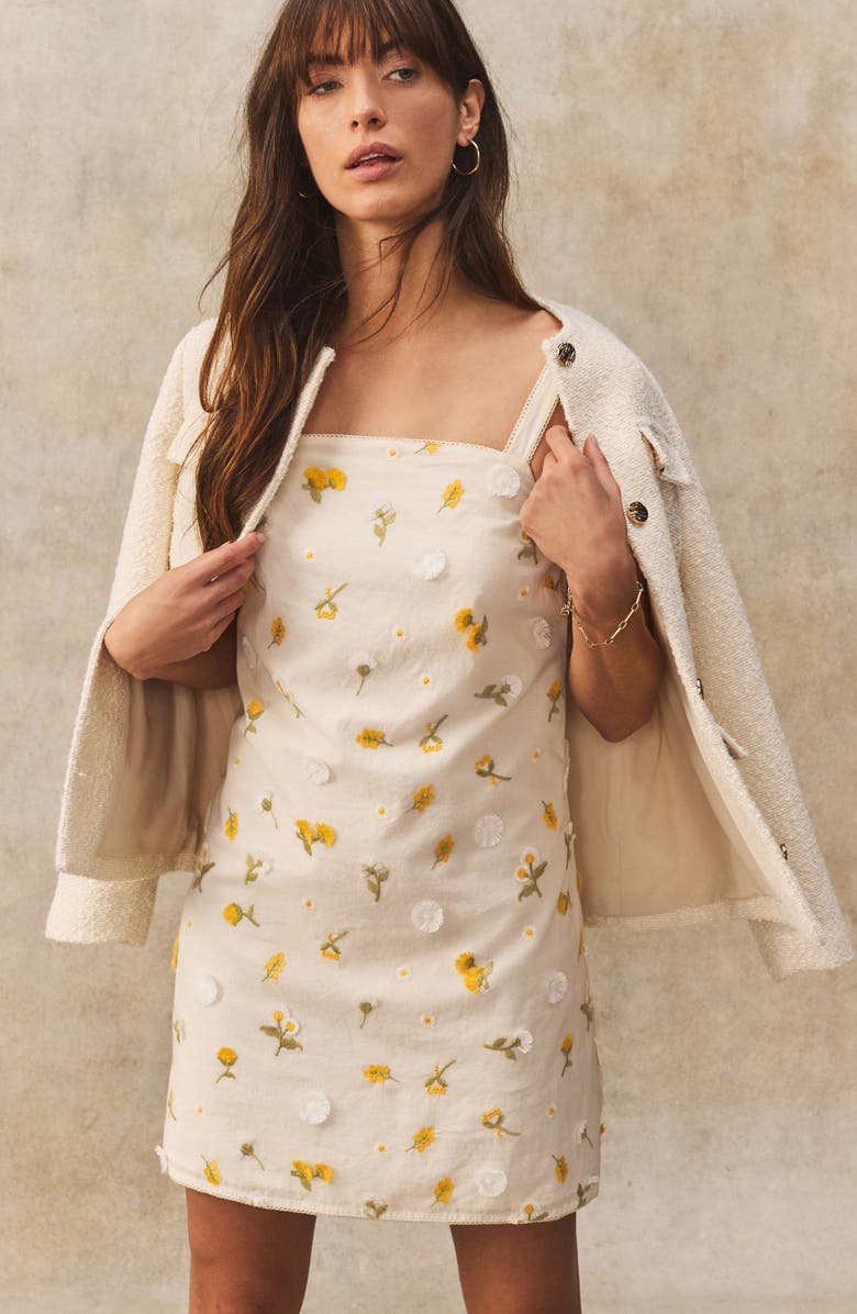 NEXT Floral Ditsy Print Embroidered Cotton Minidress, Alternate, color, 