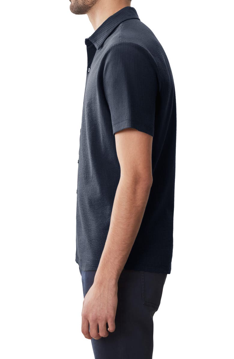 Robert Barakett Manny Short Sleeve Knit Button-Up Shirt, Alternate, color, Navy