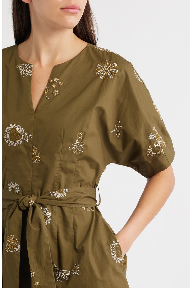 Zahra Embroidered Flare Minidress, Alternate, color, OLIVE
