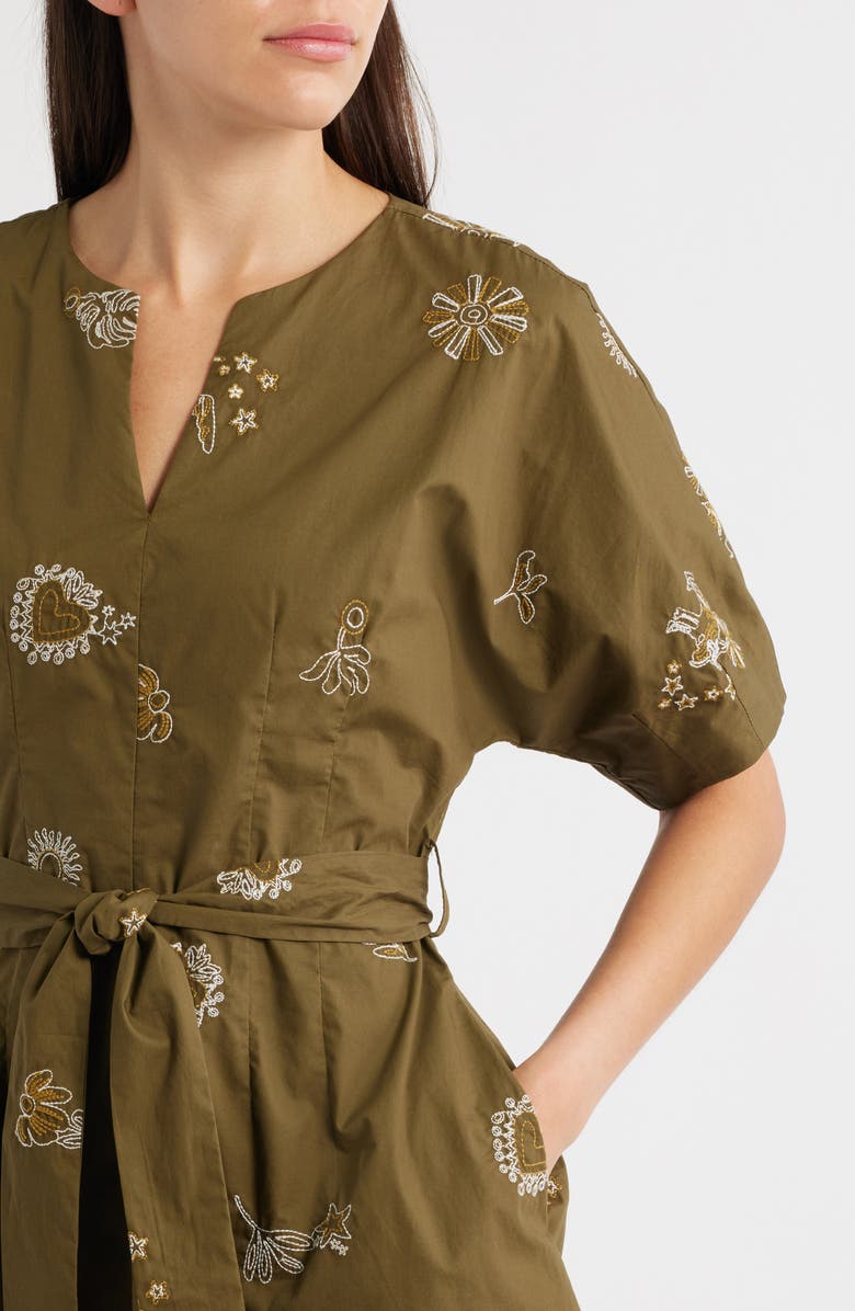 CIEBON Zahra Embroidered Flare Minidress, Alternate, color, Olive