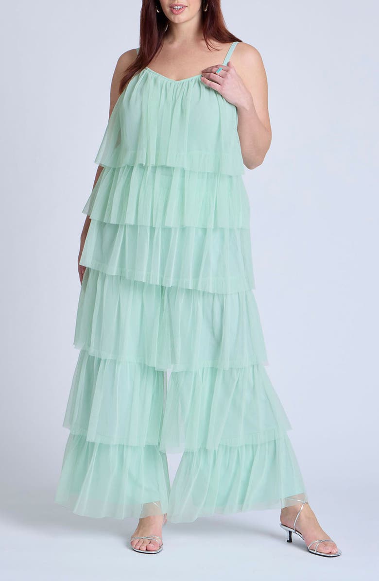 ELOQUII Tulle Ruffle Pants, Alternate, color, 