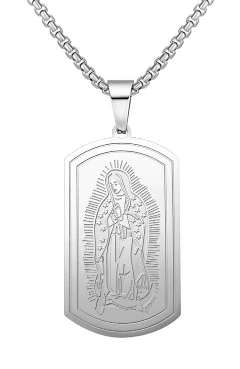 Men's Lady Guadalupe Dog Tag Pendant Necklace