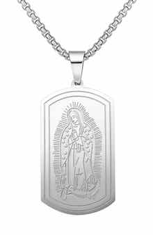 EDFORCE Men's Lady Guadalupe Dog Tag Pendant Necklace
