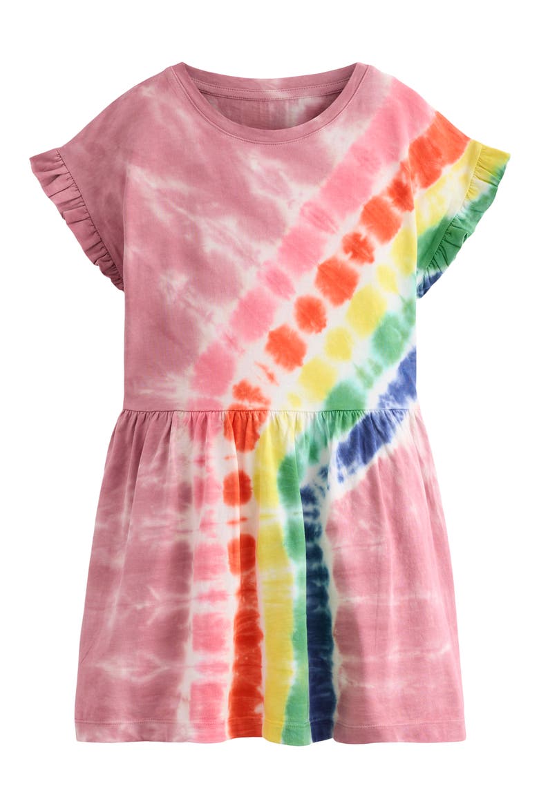 Kids' Tie Dye Cotton Jersey T-Shirt Dress, Main, color, PINK TIE DYE