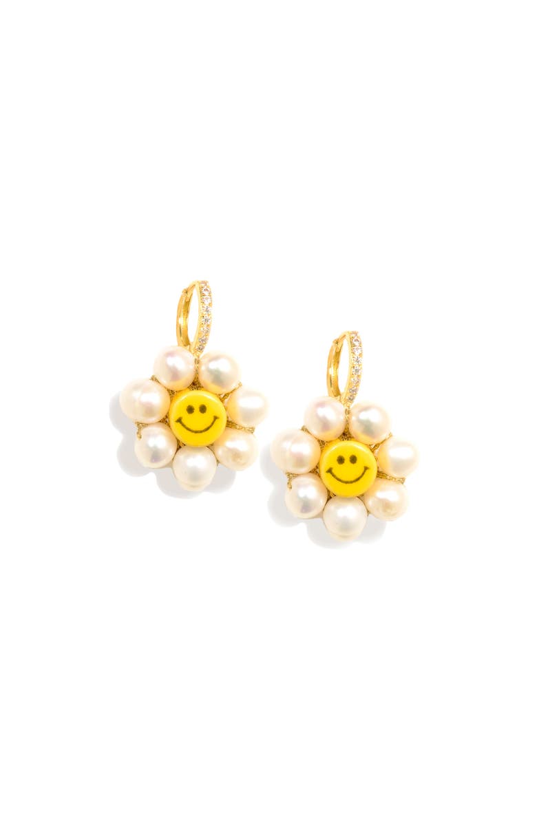 Venessa Arizaga Mini Happy Flower Earrings, Main, color, White