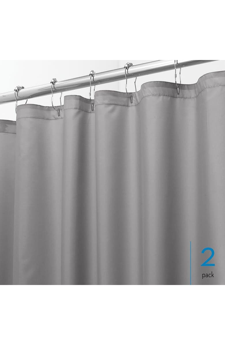iDesign Solid Polyester Shower Curtain - 72" x 72" - Set of 2 - Gray, Alternate, color, Gray