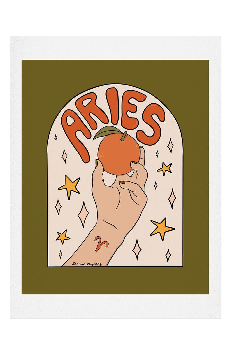 Deny Designs Aries Orange Unframed Wall Art, Main, color, 