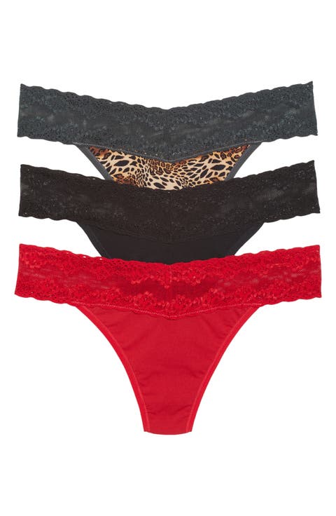 Bliss 3-Pack Perfection Lace Trim Thongs
