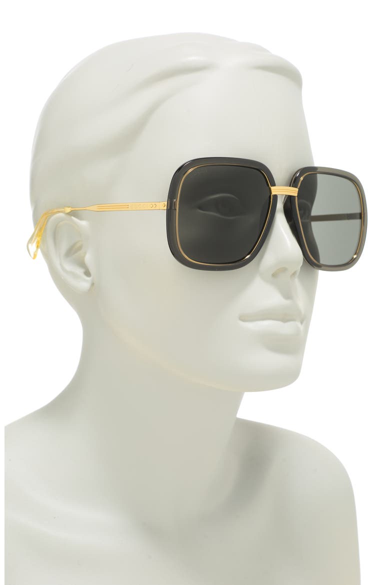60mm Square Sunglasses, Alternate, color, DK GREY