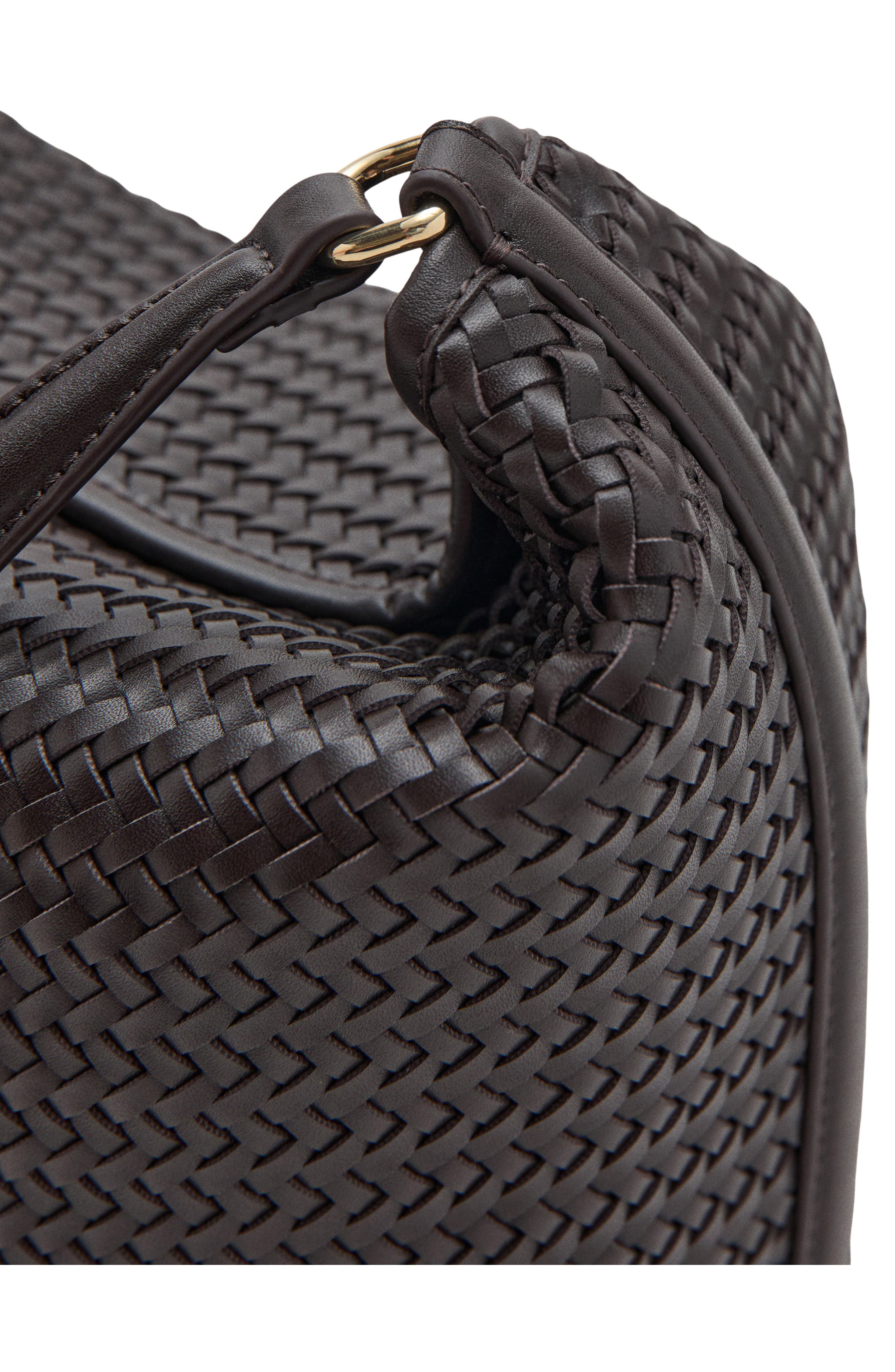 MANGO Braided Bucket Shoulder Bag, Alternate, color, Chocolate