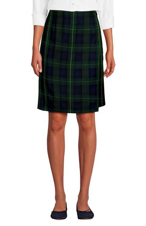 School Uniform  Plaid  A Line Tab Skort Top of Knee
