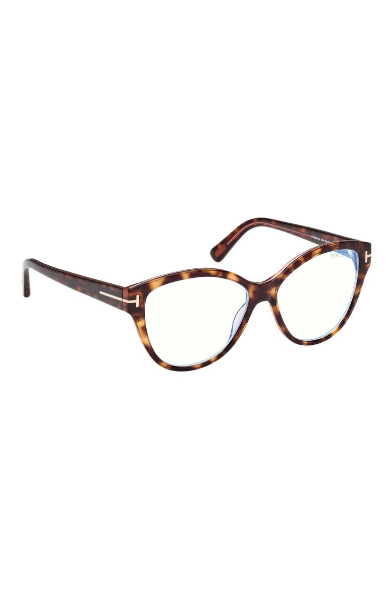 54mm Cat Eye Blue Light Blocking Optical Glasses, Alternate, color, HAVANA AND PINK / T LOGO