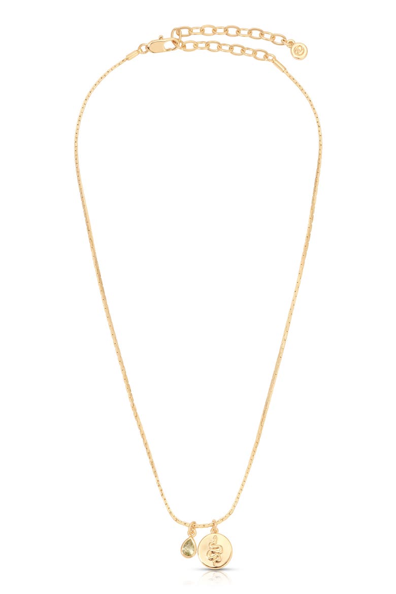 Snake Coin Pendant Necklace, Alternate, color, PERIDOT