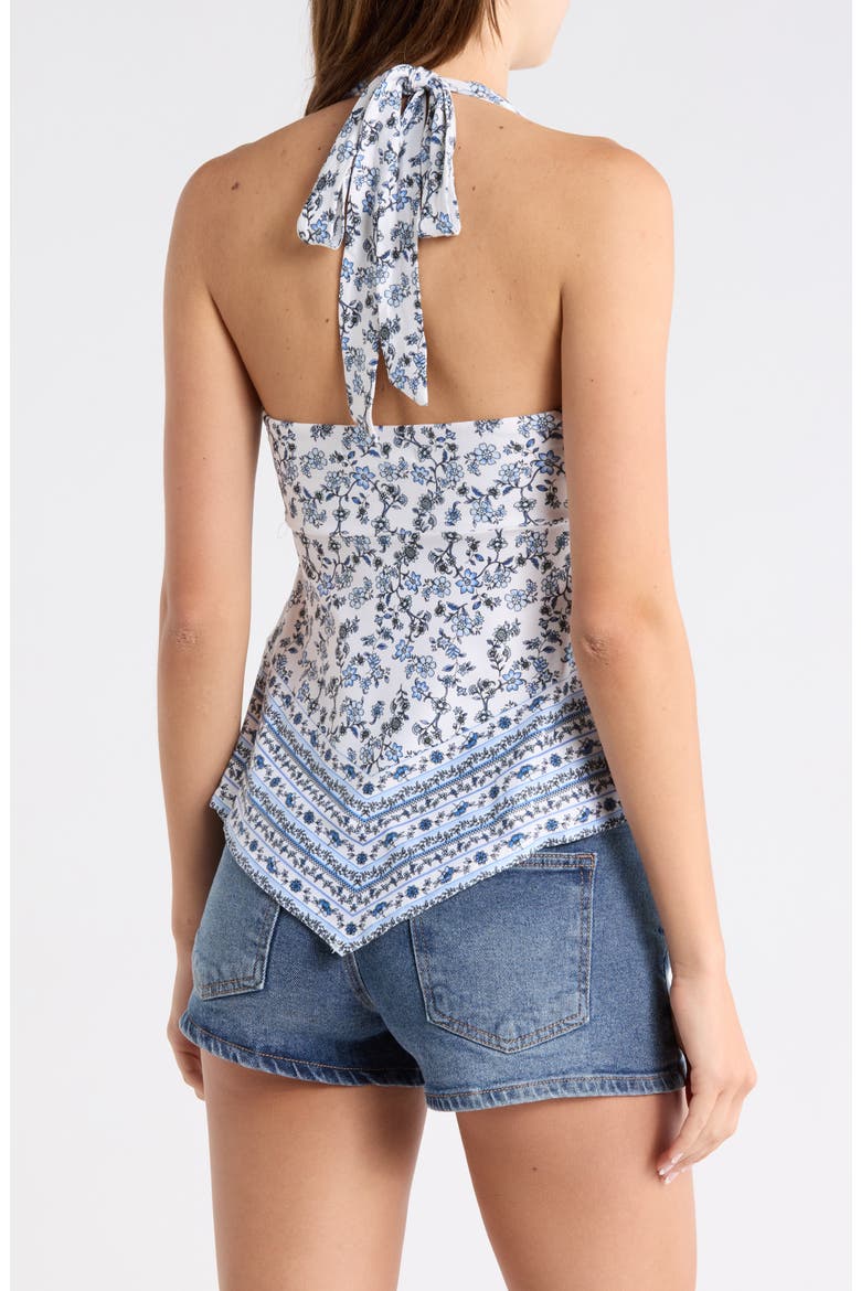Halter Neck Scarf Top, Alternate, color, BLUE FLORAL WHITE COMBO