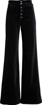ASKK NY Brighton High Waist Button Fly Velveteen Wide Leg Jeans