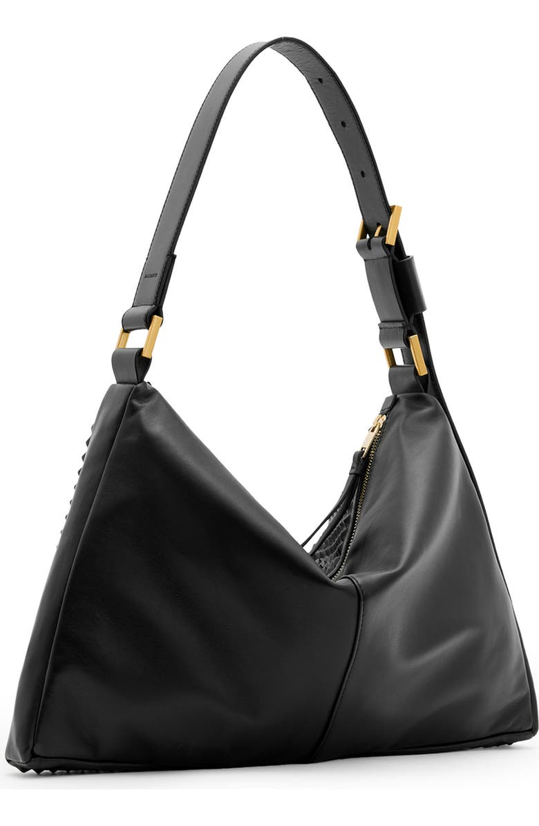 AllSaints Edbury Stud Leather Shoulder Bag, Alternate, color,