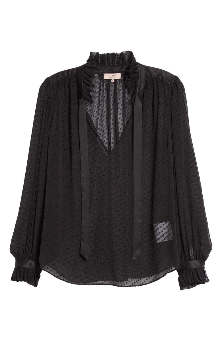 Tailored by Rebecca Taylor Dot Jacquard Silk Blend Blouse, Alternate, color,