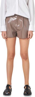 Grey Lab Shiny Faux Leather Shorts