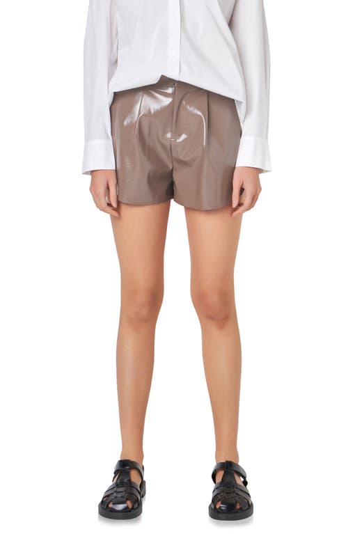 Grey Lab Shiny Faux Leather Shorts in Mocha 
