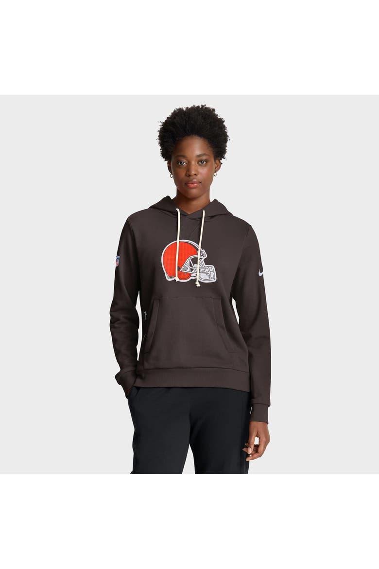 Women's Nike Brown Cleveland Browns Sideline Standard Issue Initial Home Dri-FIT Hoodie, Main, color, Brown