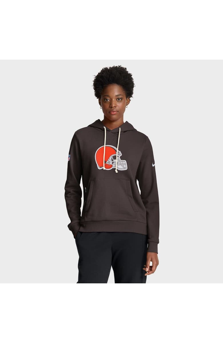 Nike Women
s Nike Brown Cleveland Browns Sideline Standard Issue Initial Home Dri-FIT Hoodie, Main, color, Brown