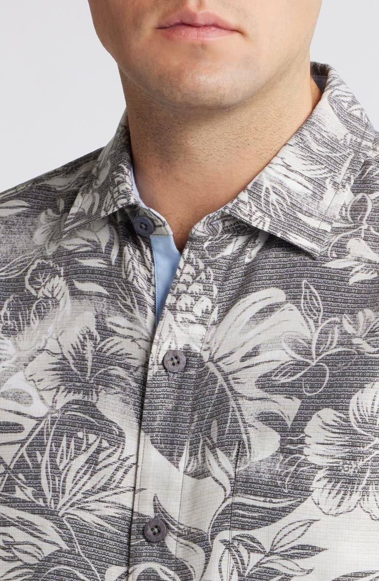 Tommy Bahama Coconut Point Ocean Escape Floral IslandZone<sup>®</sup> Short Sleeve Performance Button-Up Shirt, Alternate, color,