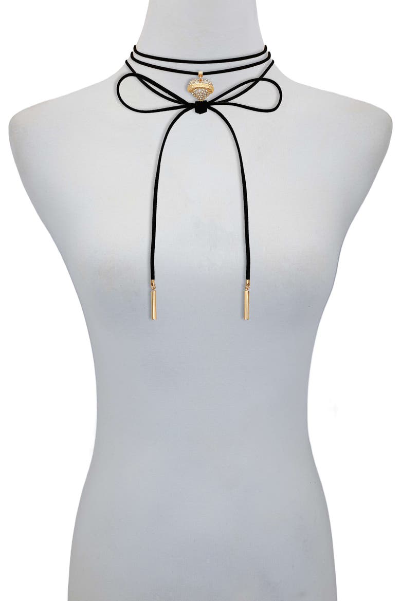 Suede choker necklace, Alternate, color, GOLDTONE