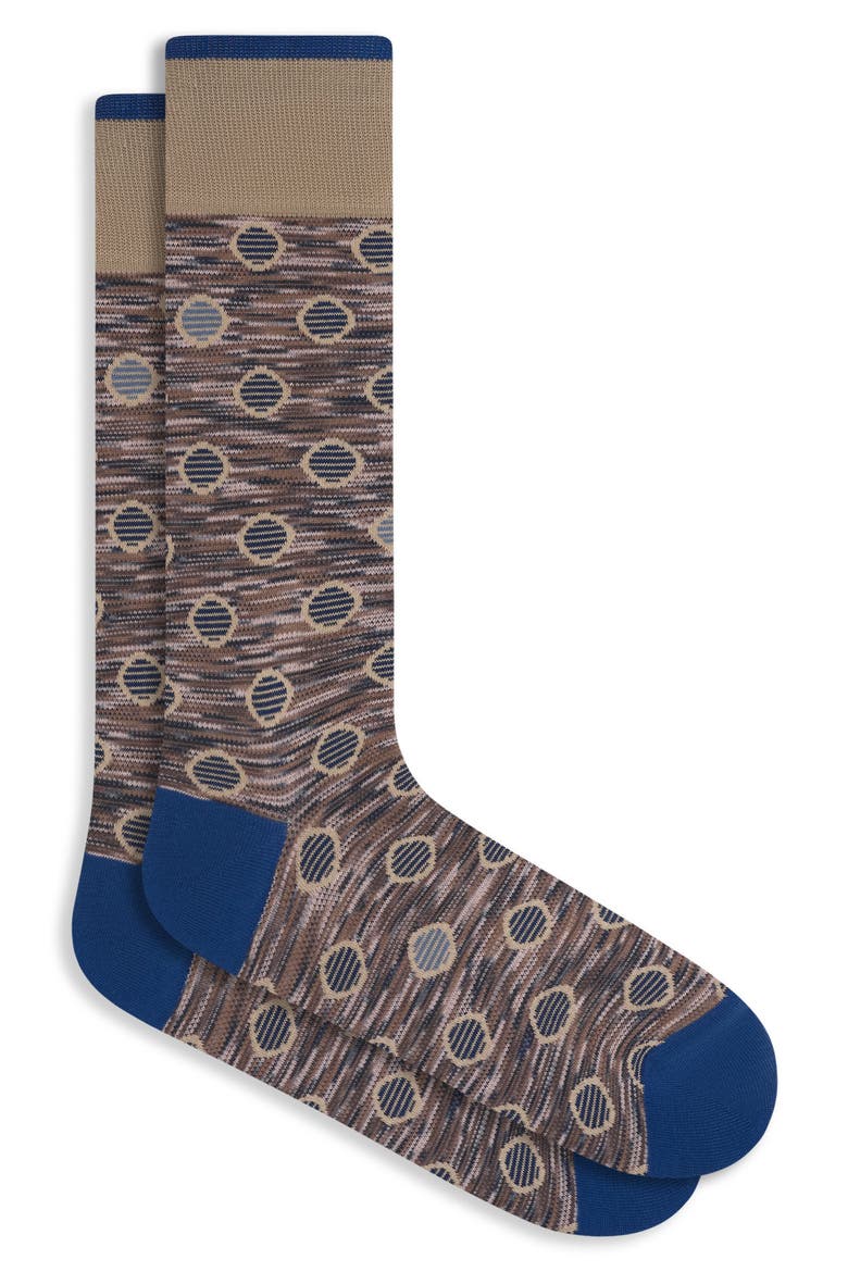 Space Dye Dot Cotton Blend Dress Socks, Main, color, SAND