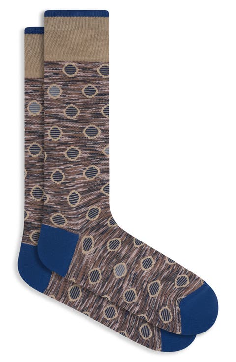 Space Dye Dot Cotton Blend Dress Socks