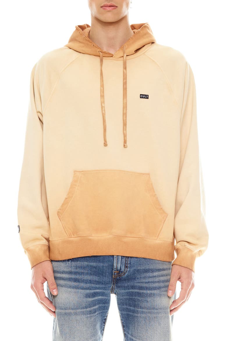 Distressed Two-Tone Hoodie, Main, color, VINTAGE RUST