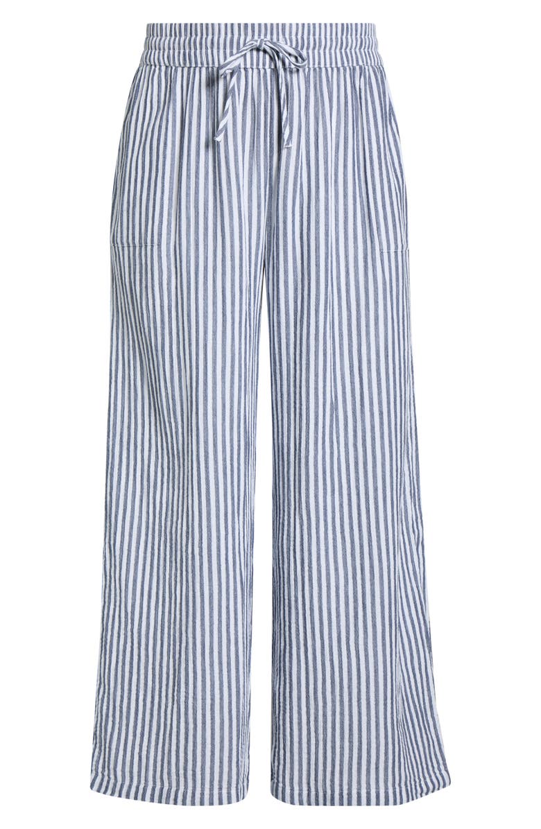 Caslon<sup>®</sup> Stripe Pull-On Wide Leg Pants, Alternate, color, Navy- White Brianne Stripe