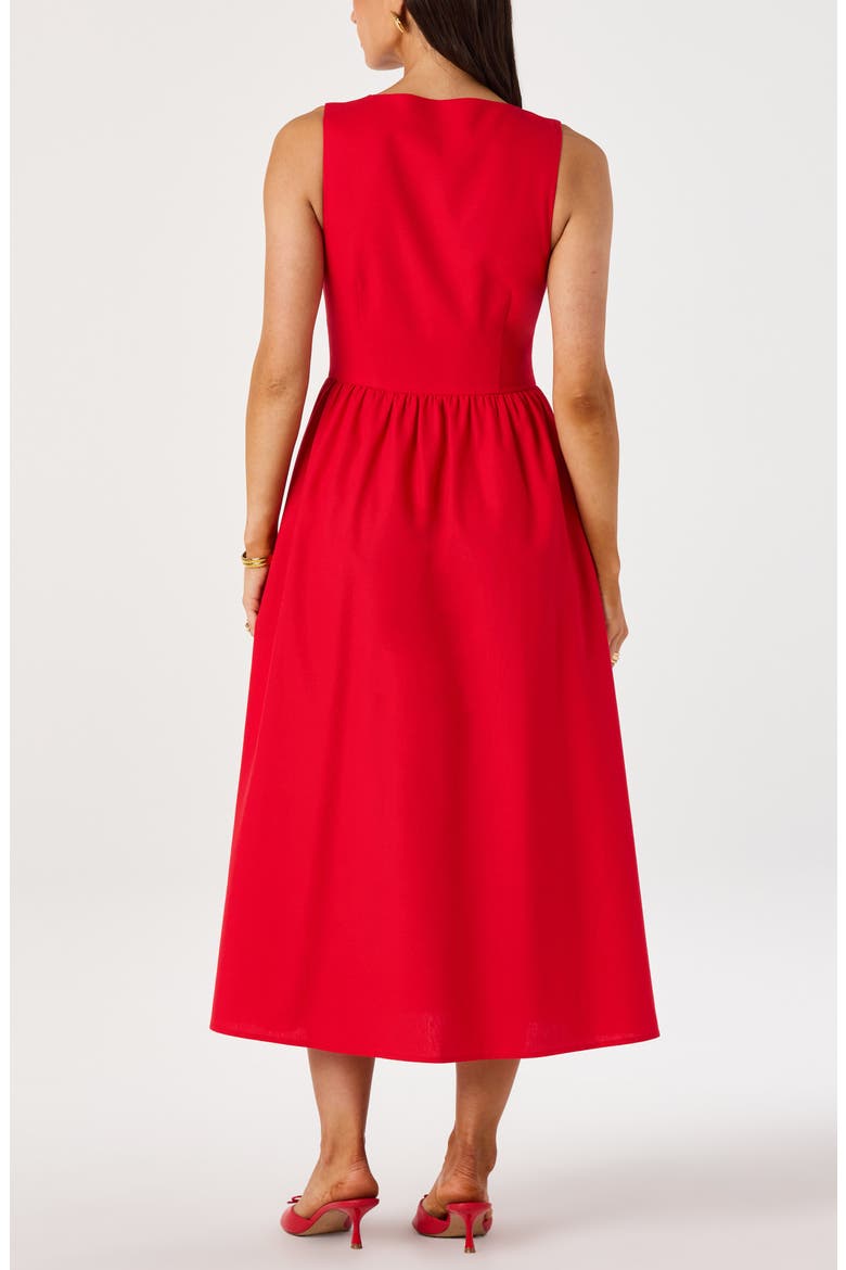 Cory Scallop Neck Sleeveless Midi Shirtdress, Alternate, color, RED