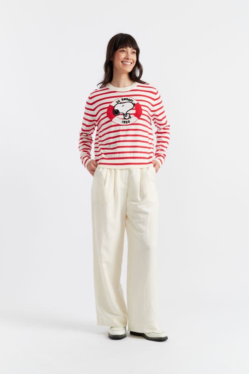 Chinti & Parker Red Cotton Snoopy Nautical Sweater In Cream/velvet Red