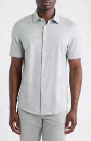 Bugatchi Miles OoohCotton® Print Short Sleeve Button-Up Shirt