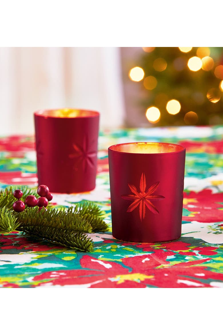 Cosmo Round Tealight Holder Red Glass Candle Holder Christmas, Main, color, Red