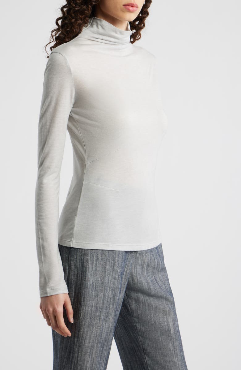BOSS Elavu Turtleneck Top, Alternate, color, Silver Grey Melange