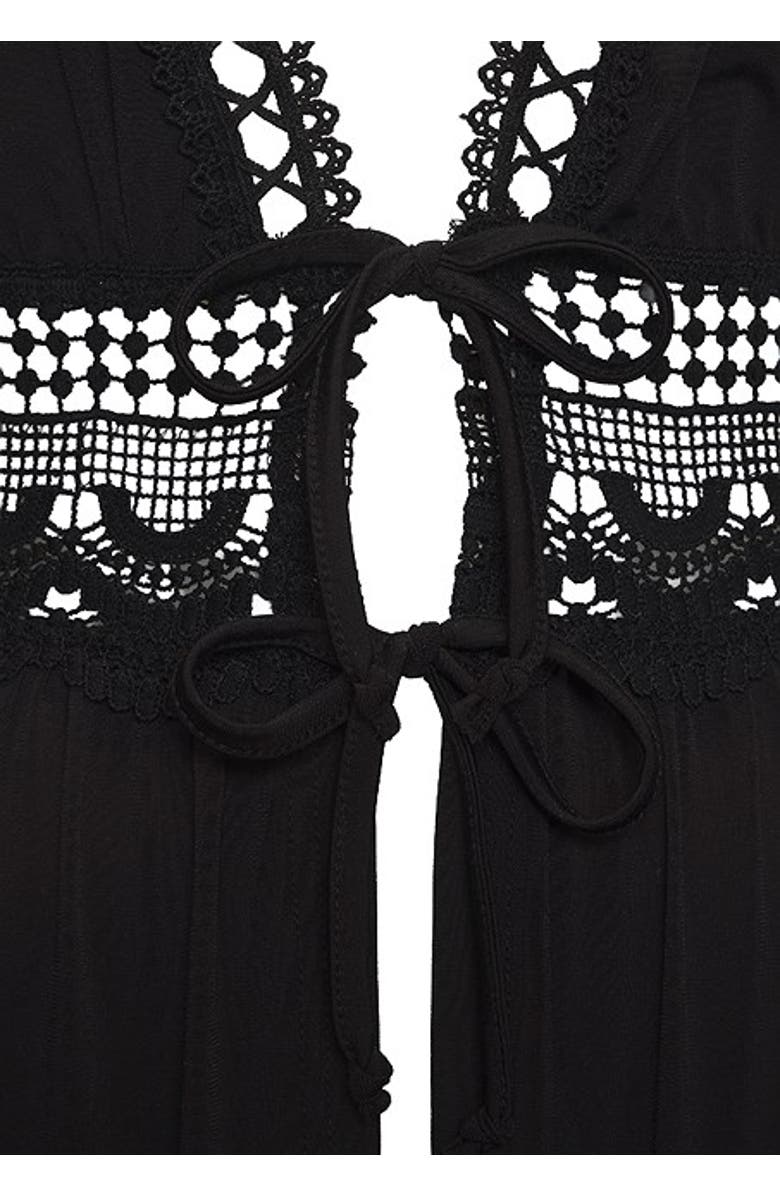 LASCANA Women's Crochet Trim Cover Up, Alternate, color, Black