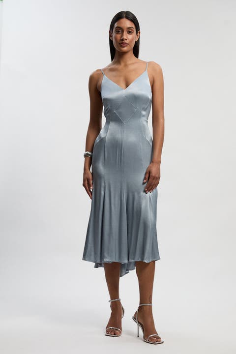 Satin Strappy Midi Dress
