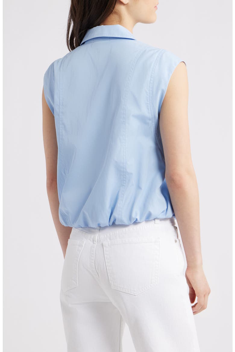 Cap Sleeve Button-Up Shirt, Alternate, color, HIGH SKY BLUE
