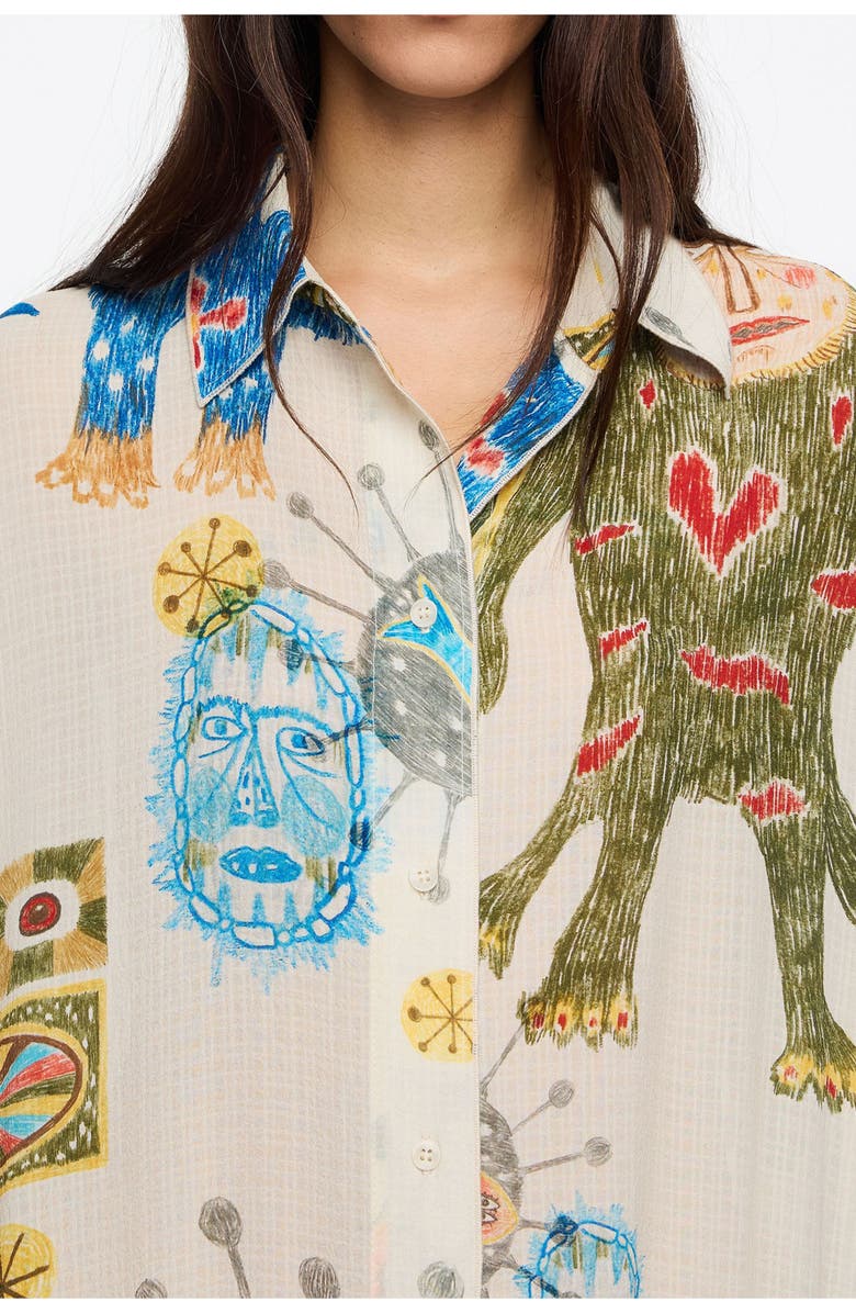 Bimba y Lola Textured Big Mask Straight Cut Dress, Alternate, color, Mask Big Ivory