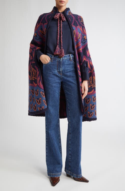 Etro Wool Blend Knit Cape In Multi
