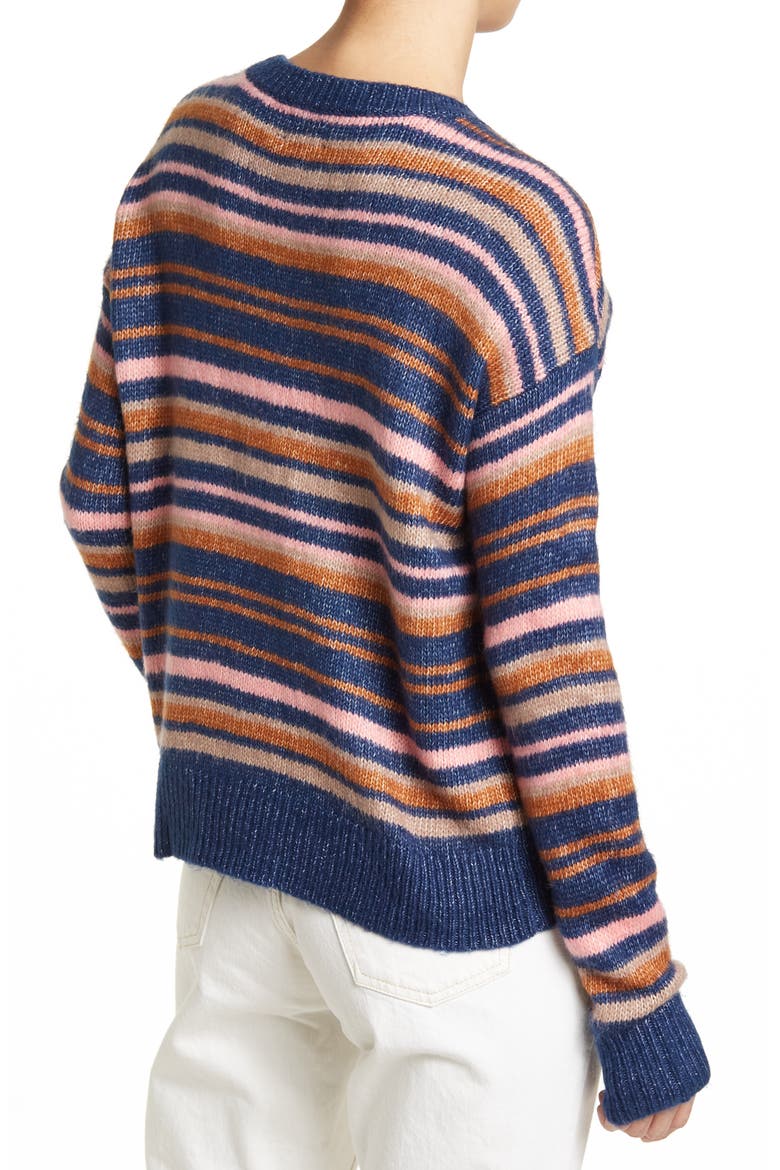 Striped Crew Neck Pullover Sweater, Alternate, color, NAVY MULTI
