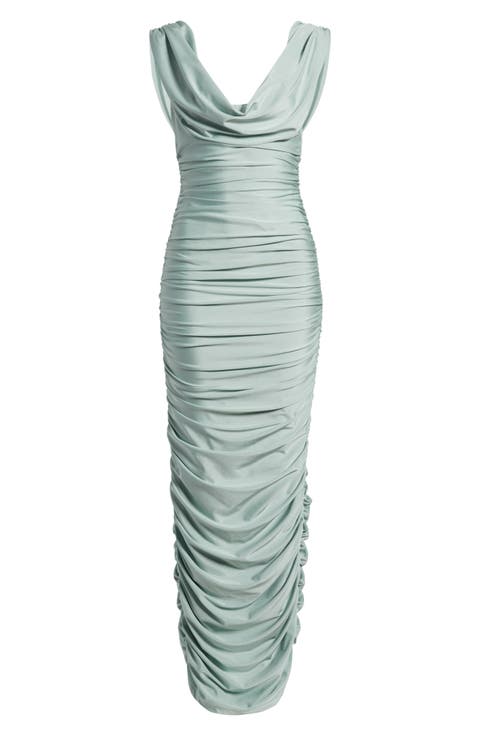 Evangeline Ruched Satin Gown
