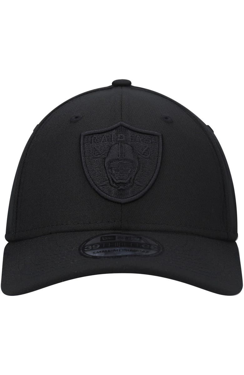 New Era Men's New Era Las Vegas Raiders Black On Black Historic Logo 39THIRTY Flex Hat, Alternate, color,